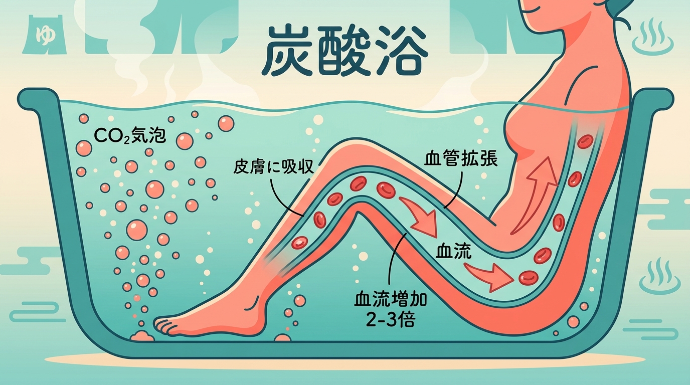 炭酸泉の血流促進効果イメージ