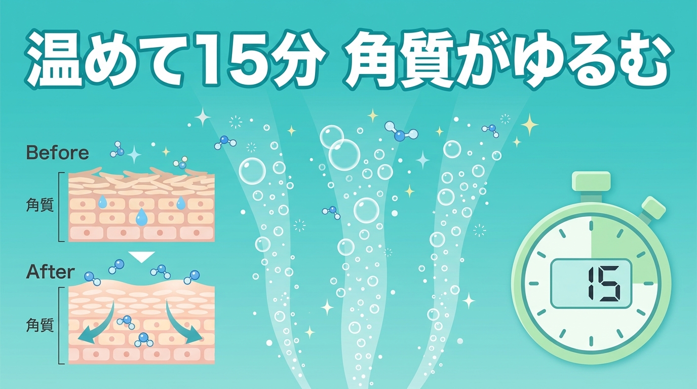 入浴で温めると角質がやわらかくなる